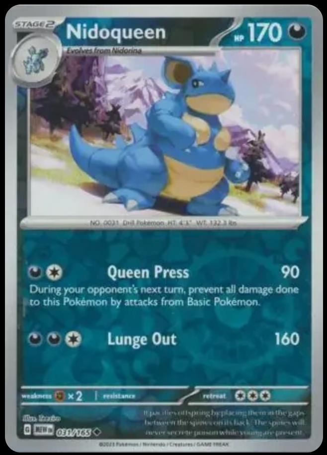 Pokémon TCG Nidoqueen 031/165 Holo Rare – English 151 (MEW) – Near Mint