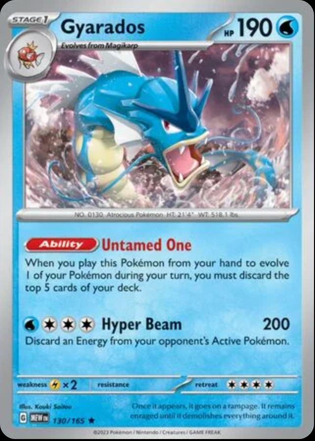 Pokémon TCG Gyarados 130/165 Holo Rare – English 151 (MEW) – Near Mint