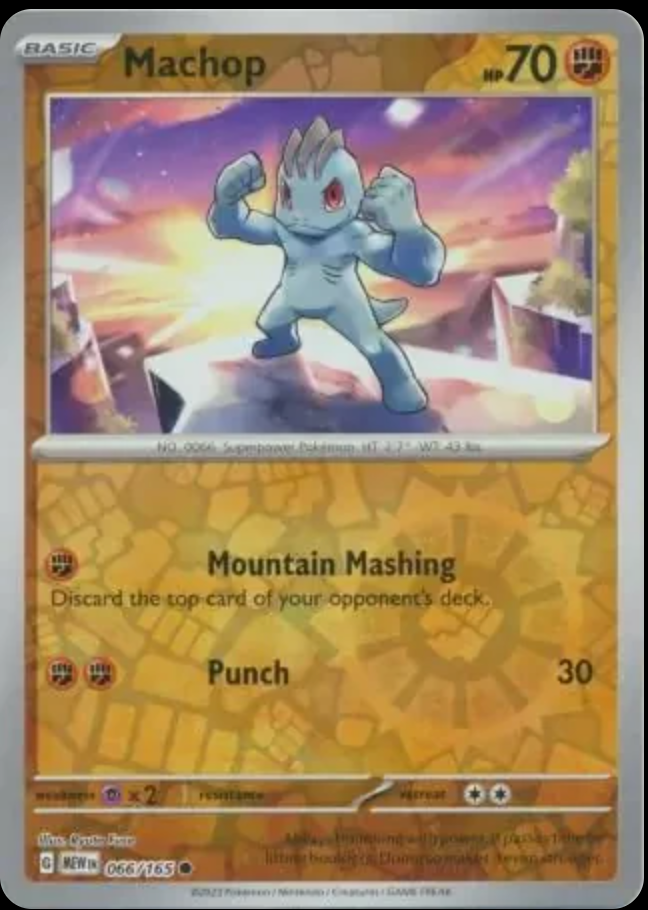 Pokémon TCG Machop 066/165 Reverse Holo – English 151 (MEW) – Near Mint