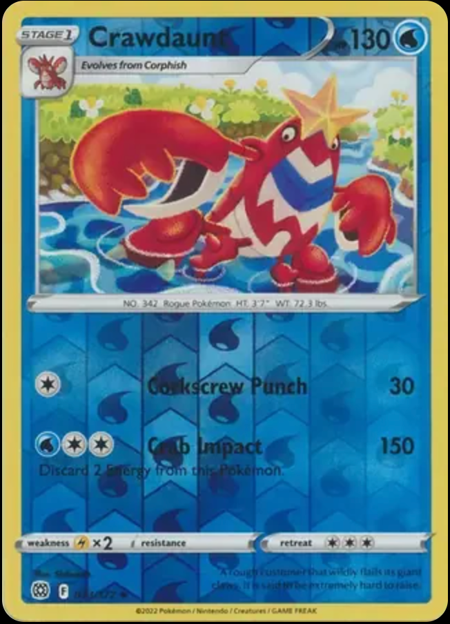 Pokémon TCG Crawdaunt 033/172 – English Brilliant Stars – Near Mint